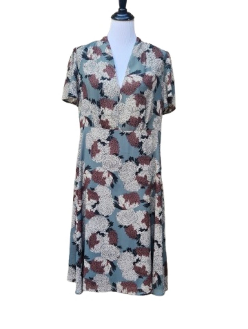 Monoprix femme Multicolor A-Line Dress Bold Floral Print V-Neck Short Sleeves